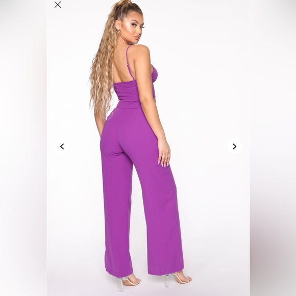 Fashion Nova Purple Wide Leg Jumpsuit - Picture 2 of 3